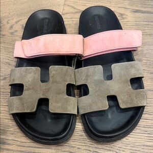 Hermes Pink and Brown Sandals